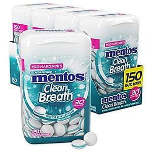 4-Pack 150-Count Mentos Clean Breath Sugarfree Hard Mints 2 for $17.95 w/ S&S + Free S&H