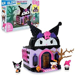 359-Piece BLDR Hello Kitty and Friends Kuromi’s Haunted House Building Set $12