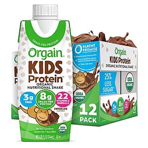 12-Pack 8.25-Oz Orgain Organic Kids Protein Nutritional Shake (Chocolate) $10.75 w/ S&S + Free Shipping w/ Prime or on $35+