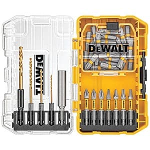 Select Stores: 40-Pc DeWALT Driving & Drill Bit Set w/ Right Angle Adapter & Case $10 + Free S&H