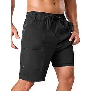 SILKWORLD Men's 9" 2-in-1 Swim Trunks w/ Compression Liner (Various) $12