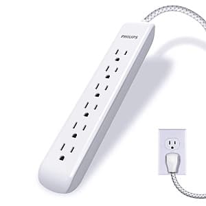 Philips 6-Outlet Power Strip Surge Protector w/ 6' Power Cord $4 + Free Store Pickup