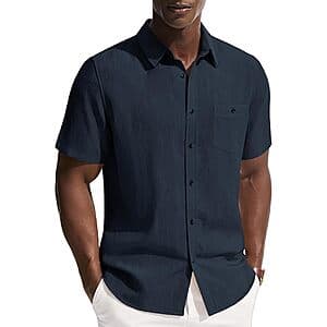 PJ Paul Jones Men's Linen Short Sleeve Button Down Shirt (Various, Limited Sizes) $9
