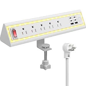 40W NYYTGE Fast Charging Desk Clamp Power Strip w/ Nightlight (White) $17.05