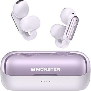 Monster AC601 Wireless Open ENC Earbuds w/ Comfort Clip-On (Purple) $20