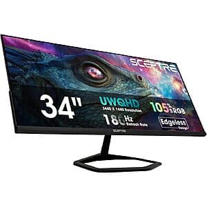 34" Sceptre Ultrawide 21:9 Quad HD 180Hz Gaming LED Monitor $173 + Free S&H