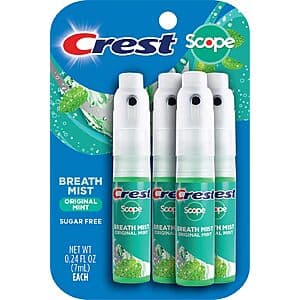 4-Pack 0.24-Oz Crest Scope Breath Mist Sprays (Original Mint) $7.55 w/ Subscribe & Save
