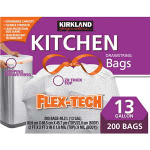 Select Stores: 200-Ct 13-Gal Kirkland Signature Flex-Tech Kitchen Trash Bags from $14.90 (In-Store Only)