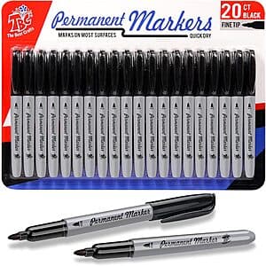 20-Count The Best Crafts Fine Tip Permanent Markers (Black) $3.95