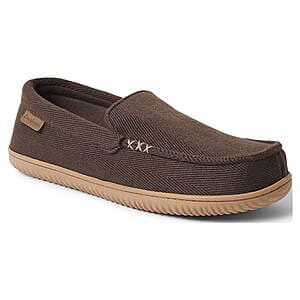 Dearfoams Men's Cozy Comfort Gel Memory Foam Herringbone Moccasin Slippers (Brown) $10