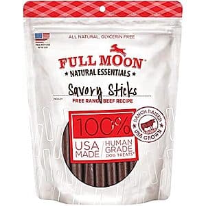 Select Accts: 22-Oz Full Moon Dog Savory Sticks (Beef) $9.35 w/ S&S