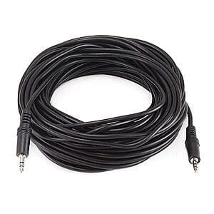 50' Monoprice 3.5mm Stereo Plug/Plug M/M Cable (Black) $3.30