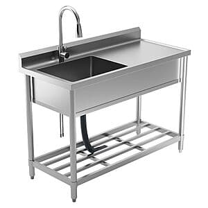 47.2" Atronor Free Standing Farmhouse Stainless Steel Utility Sink w/ Faucet $150 + Free S&H
