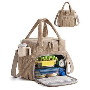 14L BAGSMART Corduroy Double Deck Insulated Lunch Box (Warm Brown) $9