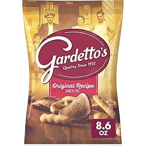 8.6 ounce bag of Gardetto's Original Snack Mix with colorful branding on a white background.