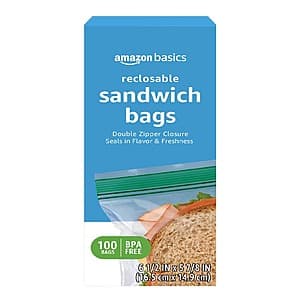 100-Ct Amazon Basics Reclosable Sandwich Storage Bags $2.05 w/ S&S