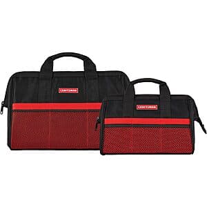 2-Piece Craftsman Tool Bag Set (13" & 18", Black/Red) $15