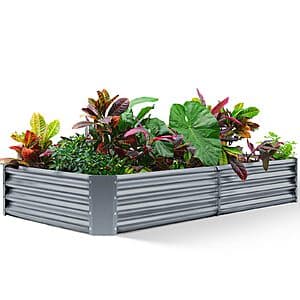 Land Guard 6×3×1ft Galvanized Metal Large Raised Garden Bed Kit for Vegetables $25