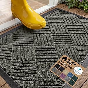 29"x17" GORILLA GRIP 100% Waterproof WeatherMAX Doormat (Gray Diamond) $15