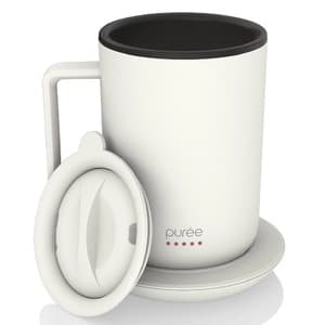 12-Oz Tzumi Puree Warming Stainless Steel Coffee Mug w/ Warmer Coaster & Lid (White) $20
