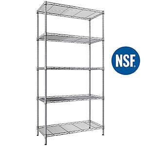 Ktaxon 5-Tier Wire Shelving Unit Storage Rack (29.1" x 13.4" x 59.1") $33