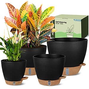 4-Pk 6"/8"/10"/12" Goproauto Self-Watering Pots w/ Deep Reservoir $16.20