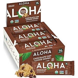 Select Accts: 12-Ct 1.98-Oz Aloha Plant-Based Protein Bars (Choc Chip Cookie Dough) $14.30 w/ S&S