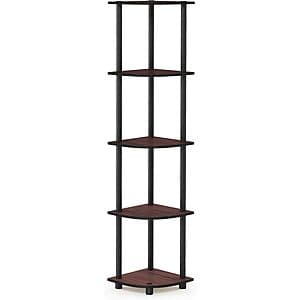 5-Tier 57.7" Furinno TURN-N-TUBE Corner Shelf (Dark Cherry/Black) $14.25