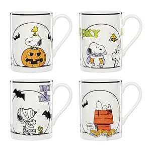 4-Piece Lenox 11 Oz Coffee Mugs PEANUTS The Great Pumpkin Halloween Set $14.60