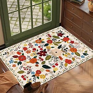2'x3' U'Artlines Soft Non-Slip Washable Indoor Door Mat (Beige&floral) $6.50
