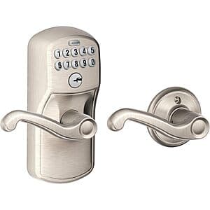 Schlage Plymouth Keypad Entry w/ Auto-Lock (Satin Nickel) $90 + Free S&H