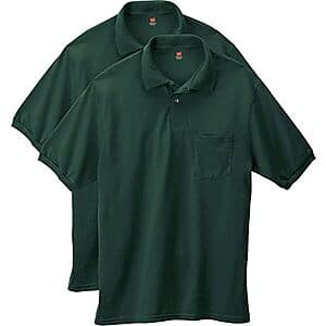 2-Pk Hanes Men's Short-Sleeve Jersey Pocket Polo Shirt (Various) $10.50