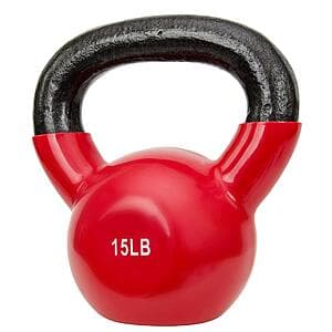 15-Lbs Sunny Health & Fitness Vinyl Coated Kettlebell $18