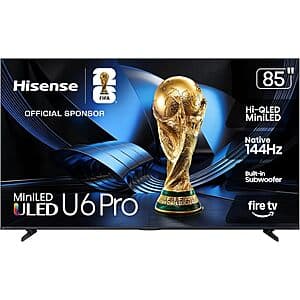 85" Hisense 85U6SF Pro 4K Mini‑LED ULED Smart Fire TV + 10% Back w/ Prime Visa $1100 + Free S&H