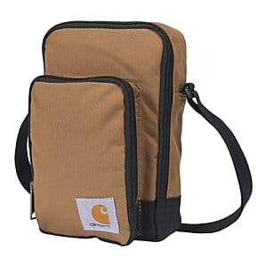 Carhartt work apparel in brown and black color options, displayed on white background.