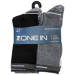 5-Pair or 6-Pair Zone In Men's Socks (Various Styles / Colors) $2.70 + Free Shipping