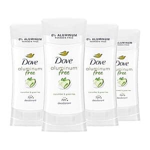 4-Count 2.6-Oz Dove Aluminum Free Deodorant Stick (Cucumber & Green Tea) $10.55 w/ Subscribe & Save