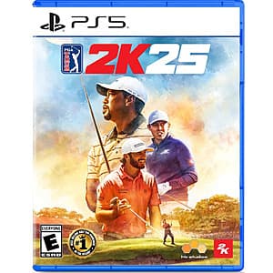 PGA TOUR 2K25 video game case and disc for PlayStation 5 console.