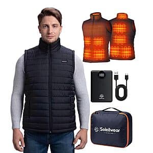 Soleilwear Men's Heated Vest w/ 9 Heating Zones & 10000mAh Battery $49 + Free S&H