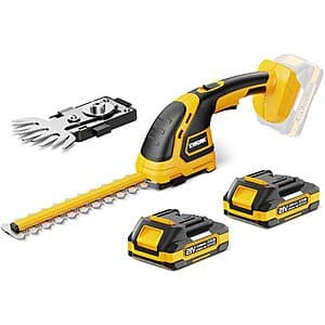 21V EWORK 2-in-1 Cordless Hedge Trimmer & Grass Shears w/ 2x 2Ah Batteries $30