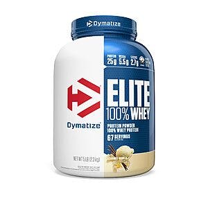 5-Lbs Dymatize Elite 100% Whey Protein Powder (Chocolate or Vanilla) $45.50 w/ S&S + Free Shipping