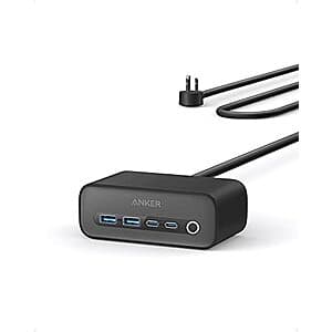 Anker 525 7-in-1 Charging Station w/ 5' Cord (2x 65W USB-C, 2x USB-A, 3x AC) $30