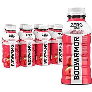 8-Pack 12oz BODYARMOR ZERO Sugar Watermelon Strawberry Electrolyte Drink $3.80 w/ Subscribe & Save