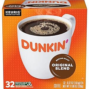 [S&S] $35.63: 128-Count Dunkin' Original Blend Coffee K-Cup Pods (Medium Roast)