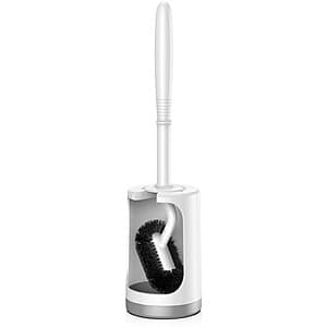 Prime Members: HAMITOR Curved Bristle Toilet Bowl Brush Holder Set $6 + Free Shipping