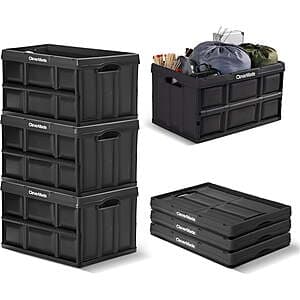 3-Pk 46L CleverMade Collapsible Storage Bins (No Lids, Obsidian) $22.10