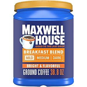 Select Accts: 38.8-oz Maxwell House Breakfast Blend Mild Roast Ground Coffee $7.70 w/ S&S