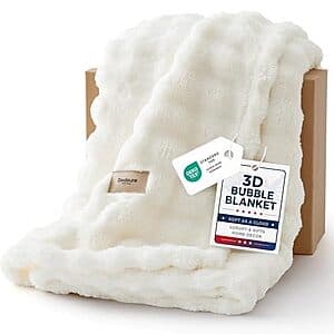 50"x60" Bedsure 3D Fleece Bubble Throw Blanket (Off White) $9.70