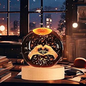 3.15" Shellvcase Crystal Heart Sign Color Ball Lamp w/ Wooden Base & Remote (Love) $6