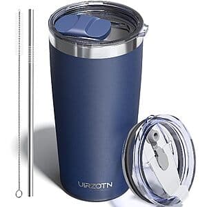 20-Oz Uirzotn Stainless Steel Insulated Tumbler w/ Dual Lids & Straw (various) $6.50